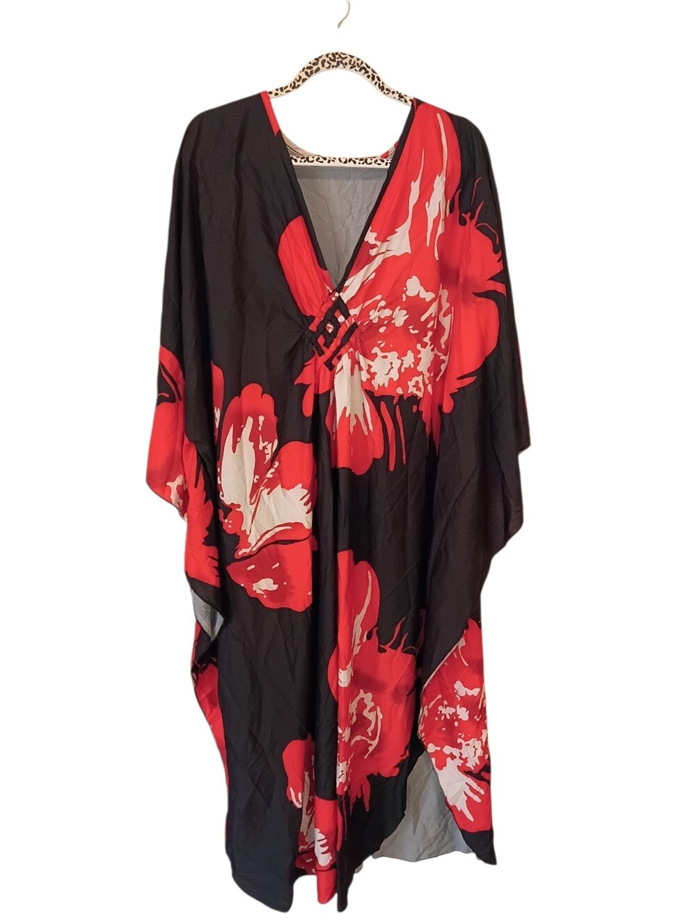 Kaftan Cover Up Women's Print Black & Red Plus size